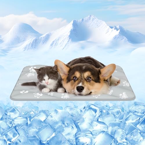 Rywell Super-Absorbent Cooling Mat for Dogs 24"x18" Arc-Chill 3.0 & Color-Changing Dog Cooling Mat, Stay Cool & Dry, Washable, Non-Slip Pet Bed Mat for Floors, Sofas, Kennels - color: Grey, size: S