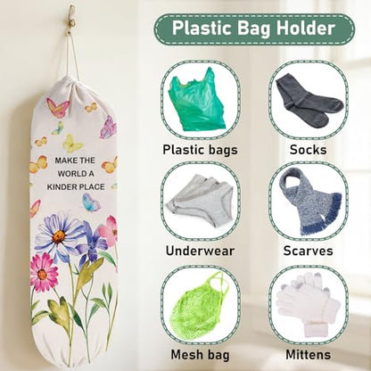 2PCS Butterfly Plastic Bag Holder for Kitchen Essentials, Reusable Hanging Grocery Bag Organizer, Washable Large Grocery Trash Garbage Bags Storage Dispenser Butterfly Kitchen Decor - style: Butterflies