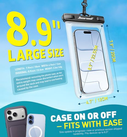 Hiearcool Waterproof Phone Pouch, Waterproof Phone Case with Crossbody Lanyard Compatible for iPhone 17 16 15 14 13 Pro Max Up to 8.9", Cellphone Dry Bag Travel Essentials for Beach -Clear-2Pack - color: 2 Clear