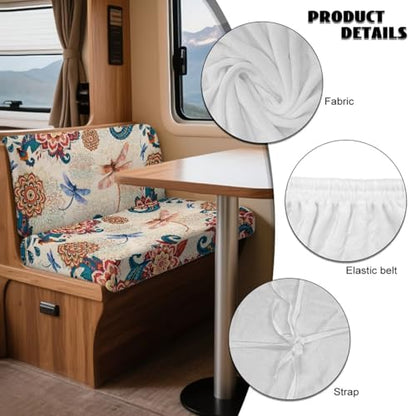 Dragonfly Boho Mandala Pattern RV Dinette Cushion Covers Wear-Resistan Camper Cushion Slipcover Pet-Friendly Loveseat Sofa Chair Cover 1 Backrest Covers and 1 Bench Covers - color: Dragonfly Boho Mandala