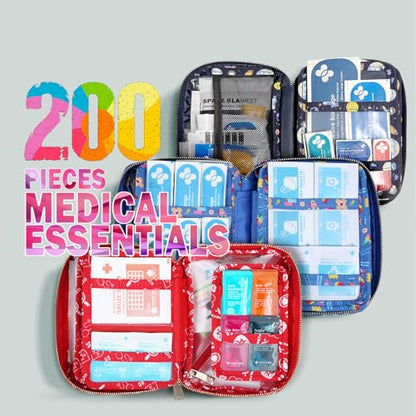 EVERLIT Care Rescue Pack | Family-Friendly First Aid Kit for Kids with 200 Pcs Medical Supplies | Travel-Friendly Compact Storage Bag for Home, Car, Travel, Camping, Adventure (Camping) - color: Camping