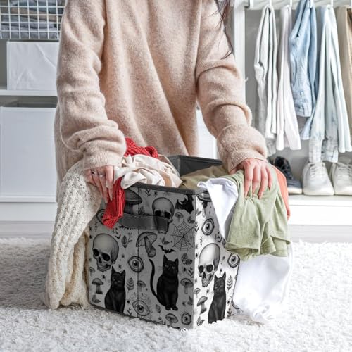 Halloween Themed Pattern Foldable Storage Box with Handle Organizer Containers for Home Office Clothes Office Supplies - color: style