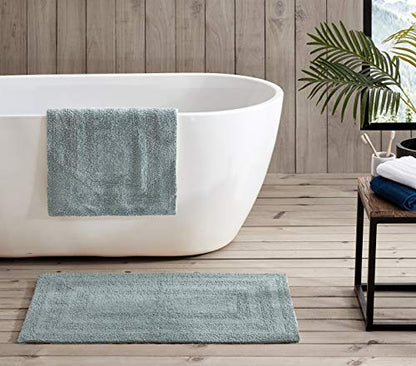 Eddie Bauer - Bathroom Rug, 100% Soft Plush Tufted Cotton Bath Rug, Highly Absorbent, Quick-Dry, and Skid-Resistant Backing (Logan Green, 2 Piece) - color: Green, style: 2 Piece