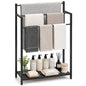 24.8" W Freestanding Towel Rack, 3 Tier Blanket Ladder Stand with Black Wooden Shelf for Bathroom Living Room - color: Black, size: 31.5" H x 24.8" W x7.9 D