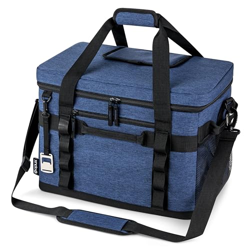 OPUX Collapsible Soft Cooler Bag, 48/60 Can Large Insulated Cooler, Leakproof Soft Sided Cooler with Shoulder Strap & Bottle Opener, Portable Foldable Travel Cooler for Beach, Camping, Road Trip - color: Heather Navy, size: 48 Cans