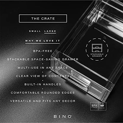 BINO | Stackable Storage Drawers, Large - Clear | THE CRATE COLLECTION | Storage Bins With Drawers | Bathroom Organizers | Under Sink Organizer | Vanity Cabinet Home Organization - size: Large
