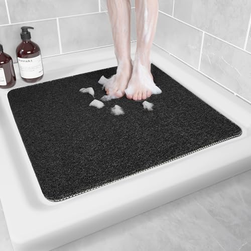 Hargiis Non-Slip Bathtub Mat, Anti Slip Shower Mat, Fast Drying Bathtub Mats, Foot Scrubber Mat, Anti Slip Mat for Tub, Floor, Bathroom, Kitchen, Home, Hotel (Black 24"×24") - color: Black, size: 24" x 24" (Rectangular)