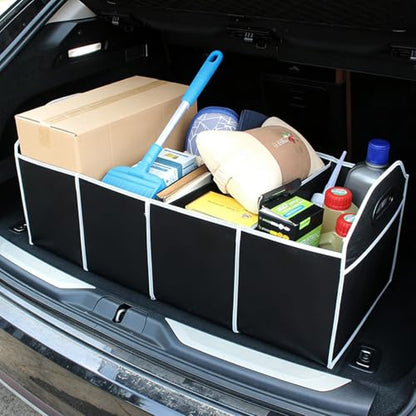 Organizer for Car Truck, Automotive Storage Bag, Collapsible 3 Compartment Waterproof 50 * 33 * 33cm Travel Accessories, Anti-slip for Travel, Camping, Carring, Black