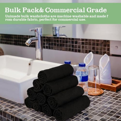 UNIMADE Washcloths - 20 Pack - Face Towels (12" x 12"), Highly Soft Wash Cloths and Hand Towels, Fast Drying Multi-Purpose Microfiber Cleansing Cloths for Bathroom, Hotel, Spa, and Salon - Black - color: Black, size: 20Pack