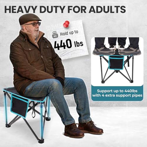 FUNDANGO Folding Tripod Stool, Lightweight Portable Fishing Chair with Thick Padded Seat, 440 Lbs Heavy Duty Outdoor Camping Chairs with Carry Bag for Walking Hunting Hiking Travel - color: Black Tripod-1 Pack
