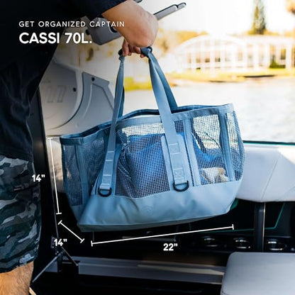 MISSION Boat Gear CASSI Heavy-Duty Outdoor Tote and Waterproof Marine-Grade Mesh Boat Bags - color: Steel Blue, size: 70 Liter