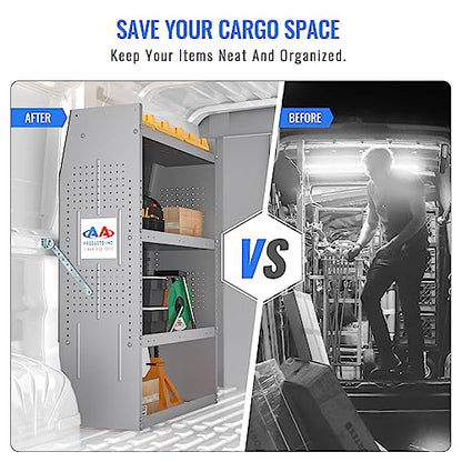 AA Products Inc. SH-4303 Steel Van Shelving Storage System Fits for NV200, Transit Connect 2014+ and Chevy City Express, Contoured Shelving Unit, 32" W x 43" H x 13" D