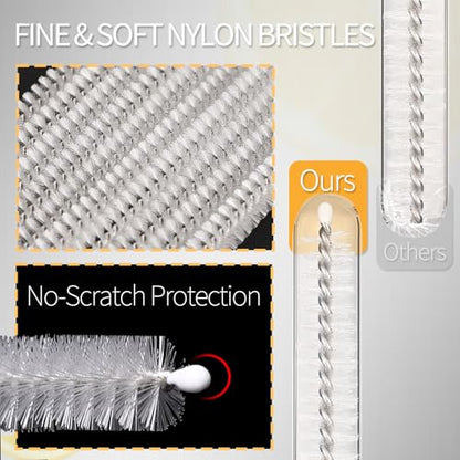 Heavy Duty Straw Cleaner Brush - 4 Pack 12.6 Inch Flexible Full-Cover Brushes with Large Handle, Reusable Pipe & Tube Cleaner Set (0.23", 0.31", 0.39", 0.47" Diameters) - color: White-full Covered