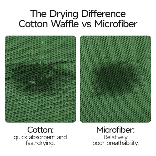 REDKISS 100% Cotton Waffle Weave Bath Towels 4 Piece - 27.5x55 Inches| Lightweight, Quick Dry & Highly Absorbent,Perfect for Spa, Gym, Travel, Guest Bathroom-Green - color: Green