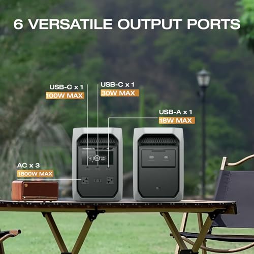 EF ECOFLOW Solar Generator Delta 3 Classic 1024Wh with 110W Solar Panel, LFP Battery Portable Power Station 1800W AC/100W USB-C Output (3600W Surge), 1 Hr Fast Charge for Home, Camping, RV - style: DELTA 3 Classic+110W