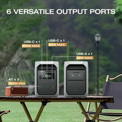 EF ECOFLOW Solar Generator DELTA 3 Classic with 2PCS 100W 12V Solar Panels, 1024Wh LiFePO4 Battery Portable Power Station, 1800W AC/100W USB-C Output (3600W Surge), 1 Hr Fast Charge for Home, Camping - style: DELTA 3 Classic+2x100W
