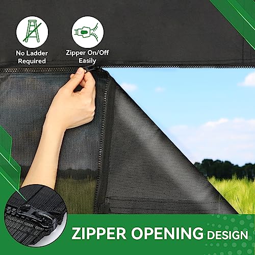 RV Awning Shade Screen with Zipper 9' x 17'3'', 600D Oxford Top + Mesh Bottom, RV Sun Shade Screen for Awning, RV Shade Complete Kits for Trailer Camper - size: 9’ x 17’3”