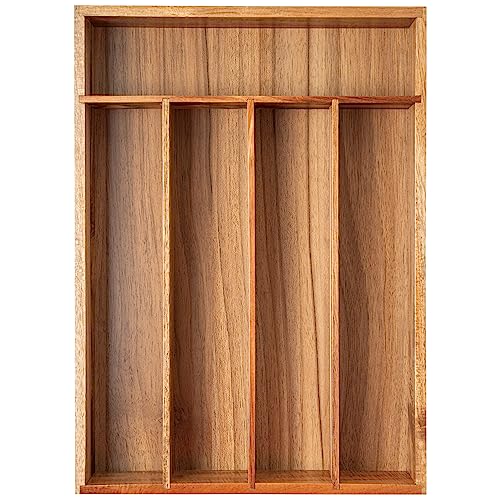 Silverware Organizer Acacia Kitchen Drawer Organizer Utensil Organizer Silverware Holder Cutlery Organizer in drawer Flatware Organizer Tray (Acacia 5 Slots) - color: Acacia, size: 5 Slots