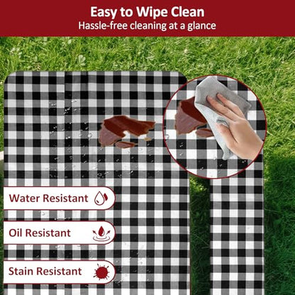 6ft Picnic Table and Bench Cover, Camping Essentials RV Gear, 72in Waterproof Windproof Outdoor Elastic All Around Tablecloth, Fitted Rectangle Tables and Seats, Black-White Checkered - color: Black-white Checkered, size: 72"