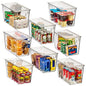 ClearSpace Modern Plastic Storage Bins with Lids Perfect Kitchen Organization or Pantry Fridge Organizer, 8 Pack, Transparent, Rectangular, 12.5" x 6" x 7", 9L Capacity, 8 Compartments - size: 8 Pack