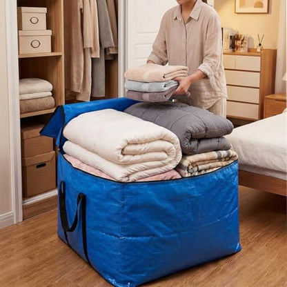 Extra Large Cube Moving Bags (Blue, 19"x19"x19") | Heavy Duty, Water-Resistant, Foldable, For Clothes, Bedding, Blankets & Pillows, Reusable Alternative to Moving Boxes - color: Blue, size: 19"x19"x19"