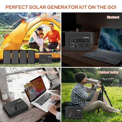powkey 200W Portable Power Bank with Solar Panel 40W, 146Wh Power Bank with AC Outlet, High Eifficiency Waterproof Solar Panel Kit with Battery Bank for Outdoor Camping Home Backup - color: Black Grey