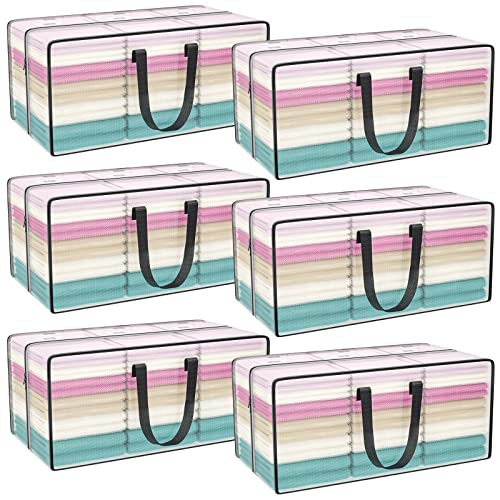 Clear Storage Bags with Zipper, Large Moving Bags Heavy Duty Extra Large, Plastic Storage Totes for Clothes, College dorm Packing Bag with Strong Handles - color: Clear, size: 6 Pack