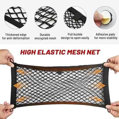 RED WOLF Universal Cargo Net Pocket Elastic Netting Car Mesh Pouch for Trunk RV Boats Home Cargo Storage with Screws and Hooks (21.7'' x 9.8'') - size: 21.7'' x 9.8''