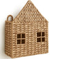 Wicker Magazine Holder Wall Basket Hanging Wall Mount Mail Rack Holder Storage Water Hyacinth House Shaped Woven Hanging Basket for Books & Files with Handle Home Office, 13.8 x 11 Inch