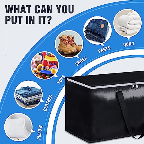 BlissTotes Collapsible Moving Bags - Heavy Duty Boxes with Zippers and Handles, Space Saving Packing Totes for Moving Supplies Storage (93L, 6-Pack, Black) - size: 93L
