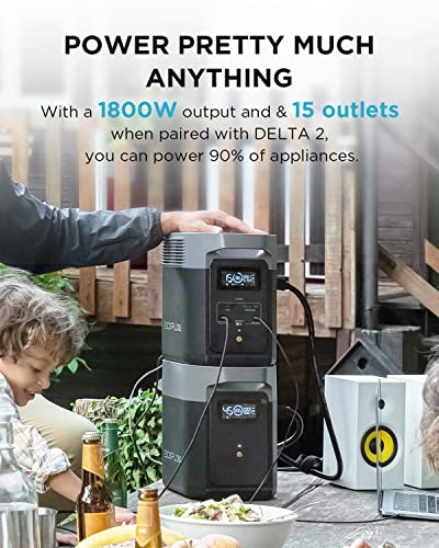 EF ECOFLOW Portable Power Station DELTA2 with Smart Extra Battery, Expand Capacity from 1024Wh to 2048Wh, Solar Generator for Home Backup, Emergency, Outdoor Camping - style: DELTA 2 with Extra Battery