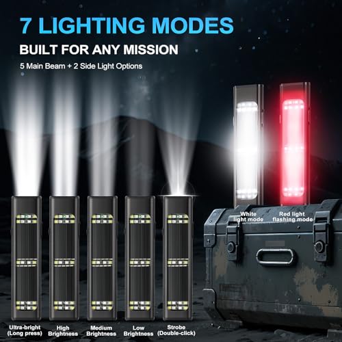 Solar/Rechargeable Flat Flashlights, 900 Lumens EDC Tactical Flashlight, Multi Function LED Small Flashlight, 7 Modes IP65 Waterproof for Home, Camping,and Emergency Use (Black) - color: Black