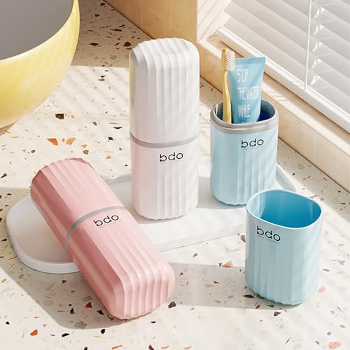 Toothbrush Travel Case Portable Clear Grey Toothbrush Holders with Cover, Leakproof Toothbrush & Toothpaste Holder for Traveling School Camping Business Trip Bathroom - color: 1 Pc-b-pink