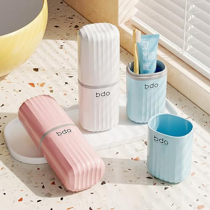 Toothbrush Travel Case Portable Clear Grey Toothbrush Holders with Cover, Leakproof Toothbrush & Toothpaste Holder for Traveling School Camping Business Trip Bathroom - color: 1 Pc-b-pink