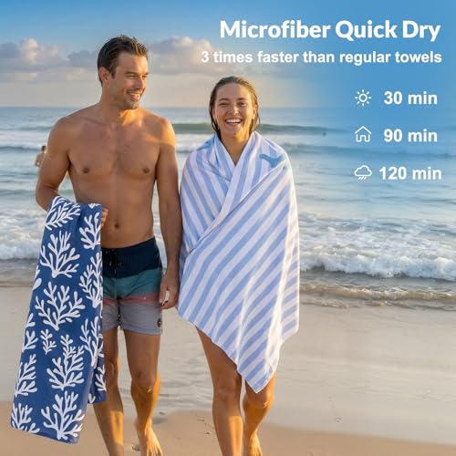 Frienda 4 Pack Microfiber Oversized Lightweight Beach Towel 71x32 in for Women Men Microfiber Quick Dry Sand Free Ocean Coastal Towels for Beach Pool Travel(Coral) - style: Coral