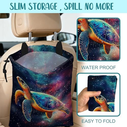 Colorful Galaxy Nebula Car Garbage Bag Sea Turtle Drawstring Car Trash Bag Hanging for Back Seat with Adjustable Buckle Canvas Vehicle Trash Can Easy-to-Install - color: Colorful Galaxy Nebula