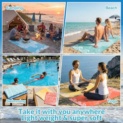Frienda 4 Pack Microfiber Oversized Lightweight Beach Towel 71x32 in for Women Men Microfiber Quick Dry Sand Free Ocean Coastal Towels for Beach Pool Travel(Ocean) - style: Ocean Nautical