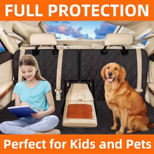 Bark Lover Dog Car Seat Cover for Back Seat, Waterproof Car Seat Protector, Non-Slip Backseat Cover for Dogs in Car, Armrest Compatible, Fits Most Cars SUVs & Trucks - color: Black3-SZ