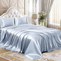Homiest 3pcs Satin Sheets Set Luxury Silky Satin Bedding Set with Deep Pocket, 1 Fitted Sheet + 1 Flat Sheet + 1 Pillowcase (Twin XL Size, Baby Blue) - color: Baby Blue, size: Deep pocket - Twin XL size