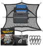 AUTOWN Cargo Net for Pickup Truck Bed - Stretchable 4'x4' to 7'x7', High Elastic Fine Mesh 1''x1'' with 8 Metal Carabiners - Ideal for ATV, SUV, UTV, Truck and Boat Use (Double Layer) - size: Double layer