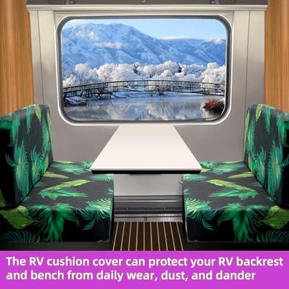 TOPCHANCES RV Dinette Cushion Covers,Stretch Camper Cushions Cover Replacement Bench Cushion Cover Washable Loveseat Slipcovers for Travel Trailer Couch (Pattern 13) - color: Pattern 13