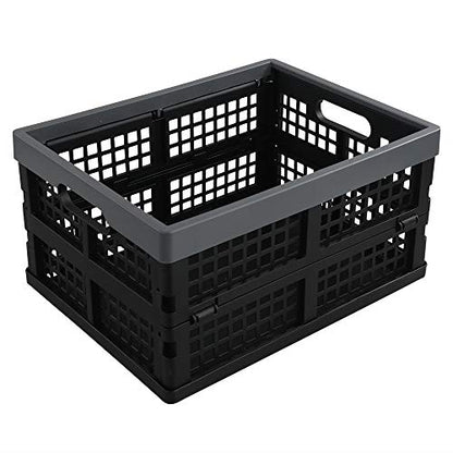 3-Pack 15 L Plastic Collapsible Crate, Folding Storage Baskets, Black