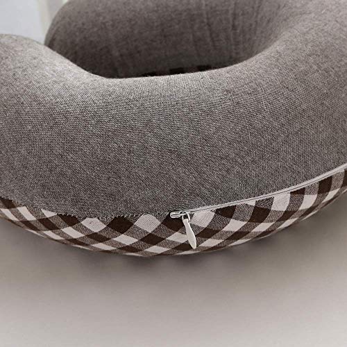 Buckwheat Neck Pillow for Sleeping U Shaped Pillow Cooling Travel Cervical Sleeping Pillow Head Neck Contour Support for Side Sleepers(12x12 inch, AB-Black) - color: Ab-black
