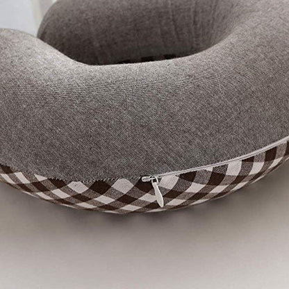 Buckwheat Neck Pillow for Sleeping U Shaped Pillow Cooling Travel Cervical Sleeping Pillow Head Neck Contour Support for Side Sleepers(12x12 inch, AB-Black) - color: Ab-black