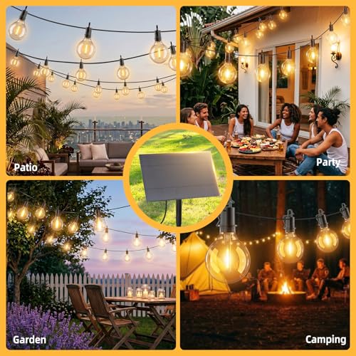 ZJOJO 100FT Solar Lights Outdoor Wateroproof, Solar String Lights with Remote USB Port 32 LED Shatterproof,Dimmable Outdoor Lights Long Last for Garden, Patio, Backyard, Yard, Camping Christmas Light - size: 100FT-30(Solar)