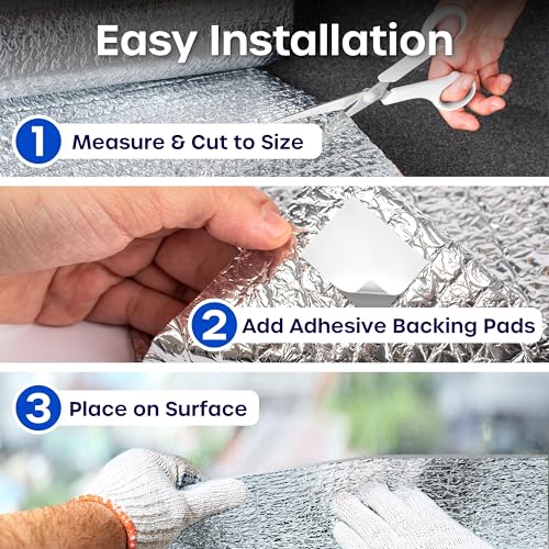 Reflective Window Insulation Foil, Double Side Aluminum Foil Bubble Insulation for Windows, RVs, Garages Door (24in x 10ft) - size: 24in x 10ft