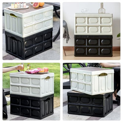 FOMIYES Foldable Camping Storage Box with Lid, Small 38.5x27x21cm Plastic Organizer Bin for Clothes and Sundries, Portable Collapsible Storage Container for Outdoor and Vehicle Use
