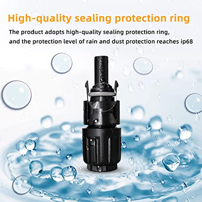 10AWG Solar Panel Connectors IP68 Waterproof 1500V 50A Solid Tinned Copper Terminal Black 5 Pairs for Solar PV Cable(6mm²) - size: 6mm2 (10AWG)