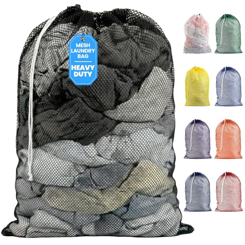 Handy Laundry Mesh XL Laundry Bag - Durable, Machine Washable with Secure Drawstring Closure - Perfect for College Dorms, Laundromats, Apartments (Black, Large 24" x 36") - color: Black
