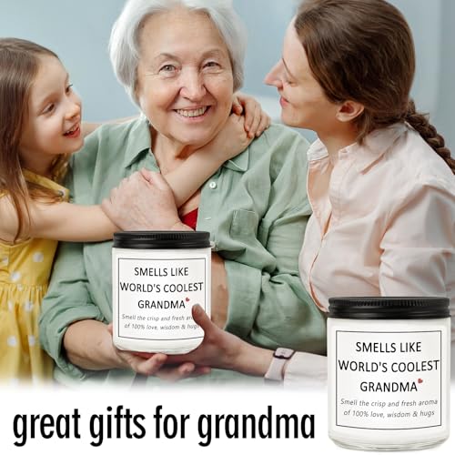 Grandma Gifts, Mothers Day Gift for Grandma from Grandchildren Granddaughter Grandkids, Smells Like World's Coolest Grandma Lavender Candles - style: Grandma